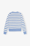 Striped Graphic Wool Mix Cats Crewneck - Illusion Blue