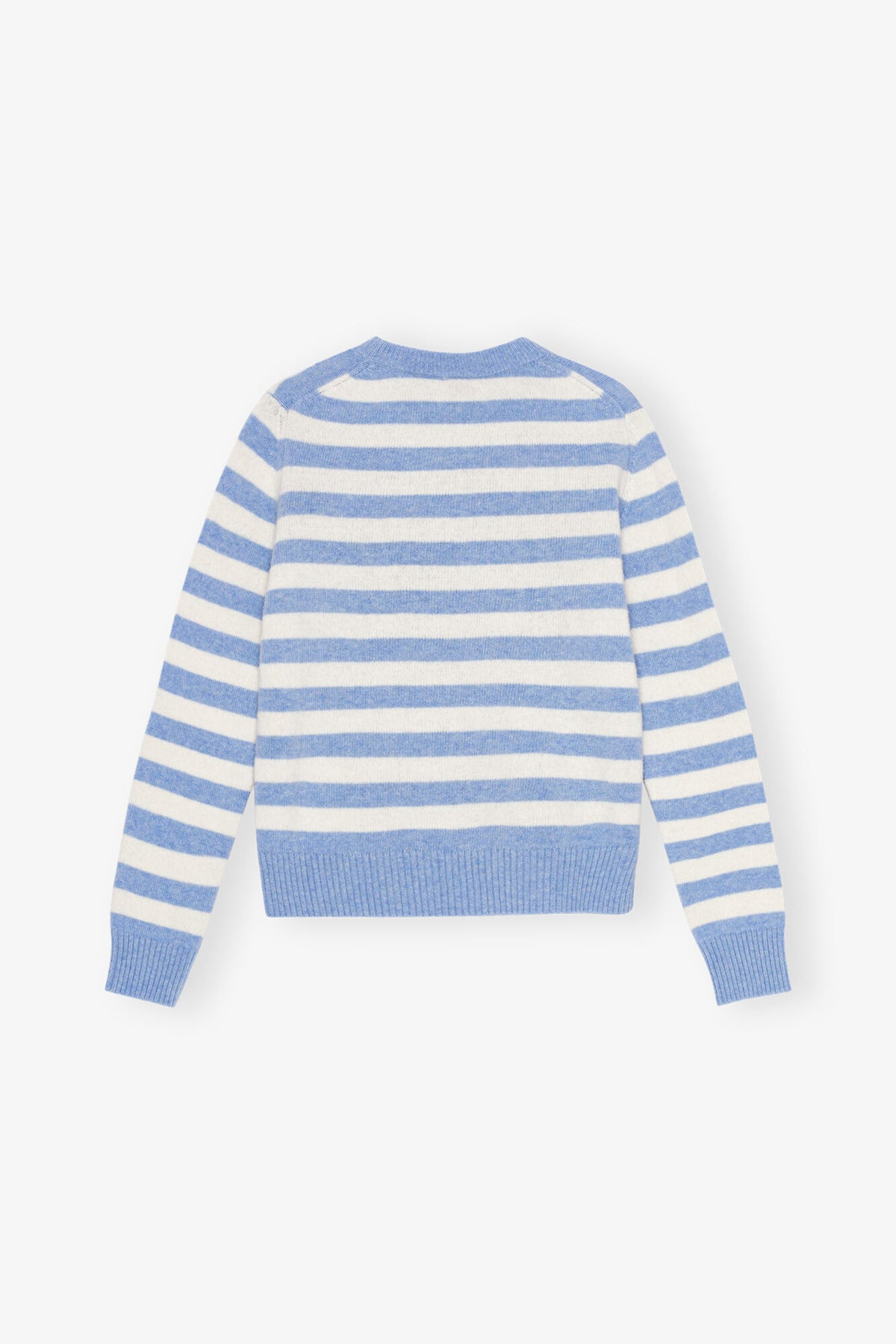 Striped Graphic Wool Mix Cats Crewneck - Illusion Blue