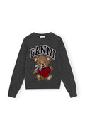 Graphic Wool Mix Bear Crewneck - Grå Quill