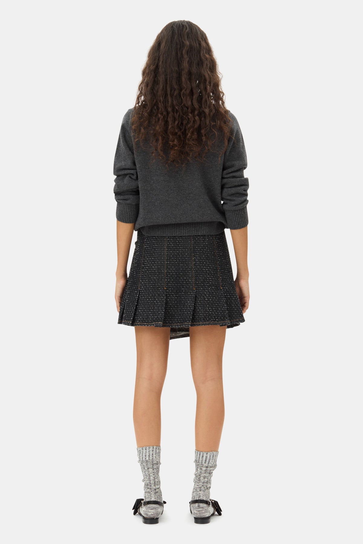 Graphic Wool Mix Bear Crewneck - Grå Quill