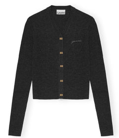 Mini Ribbed Merino Cardigan - Phantom