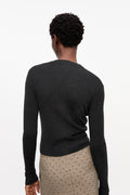 GANNI Mini Ribbed Merino Kofta - Phantom