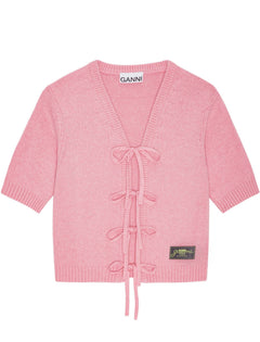 Future Wool Mix Short Sleeve Cardigan - Primrose Pink