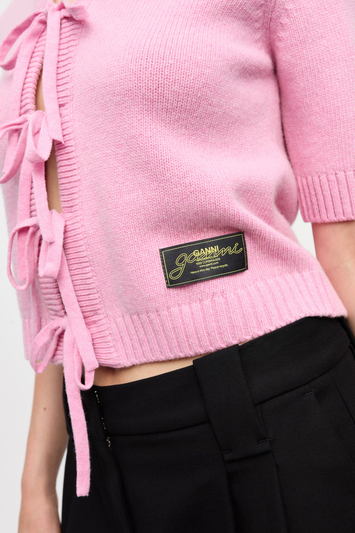 GANNI Future Wool Mix Kortärmad Kofta - Primrose Pink