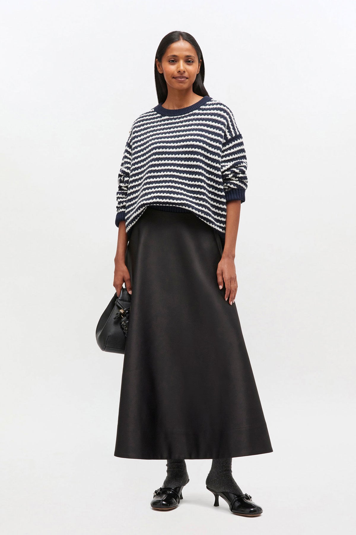 GANNI Cotton Wool Stripe Sweater - Sky Captain