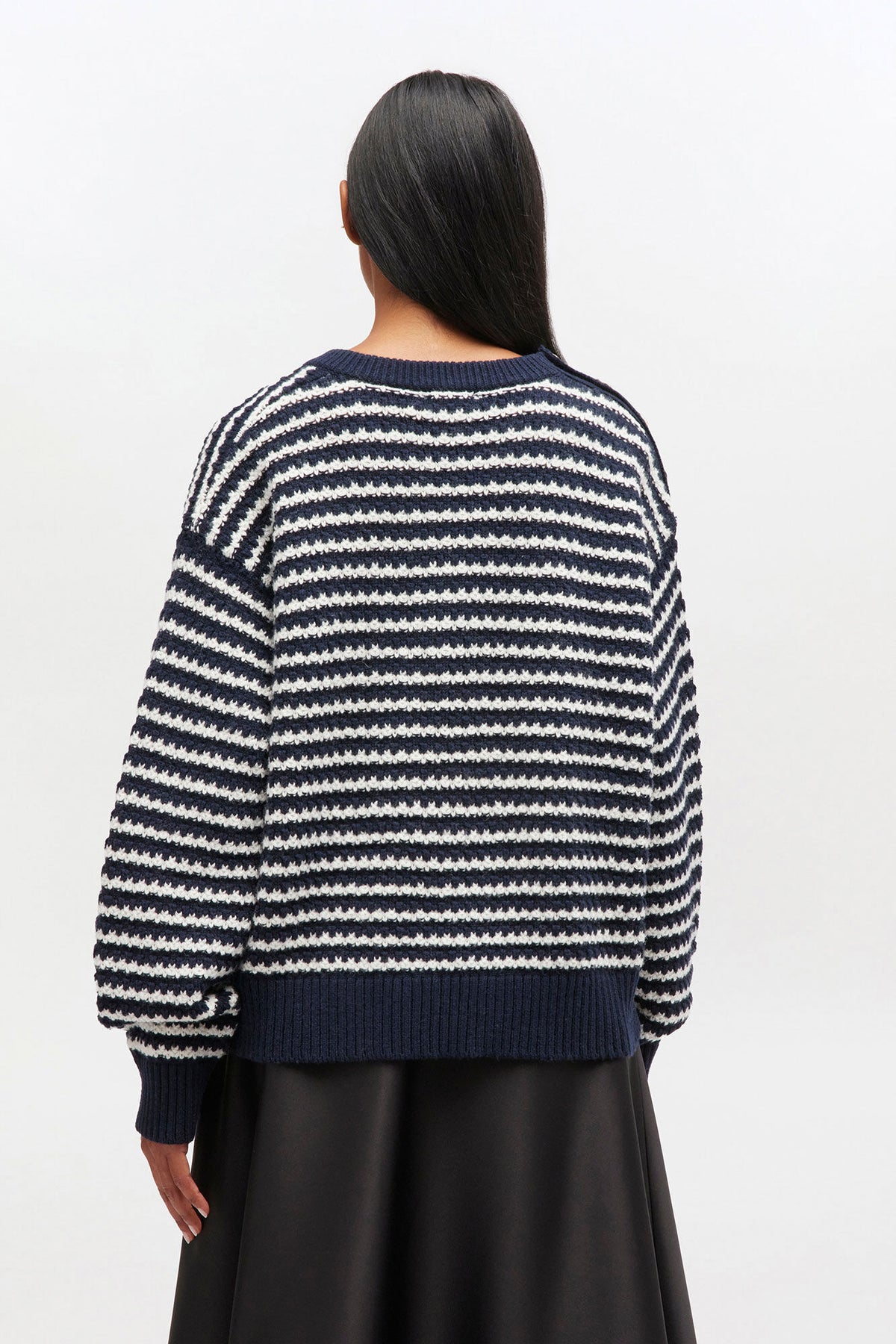GANNI Cotton Wool Stripe Sweater - Sky Captain