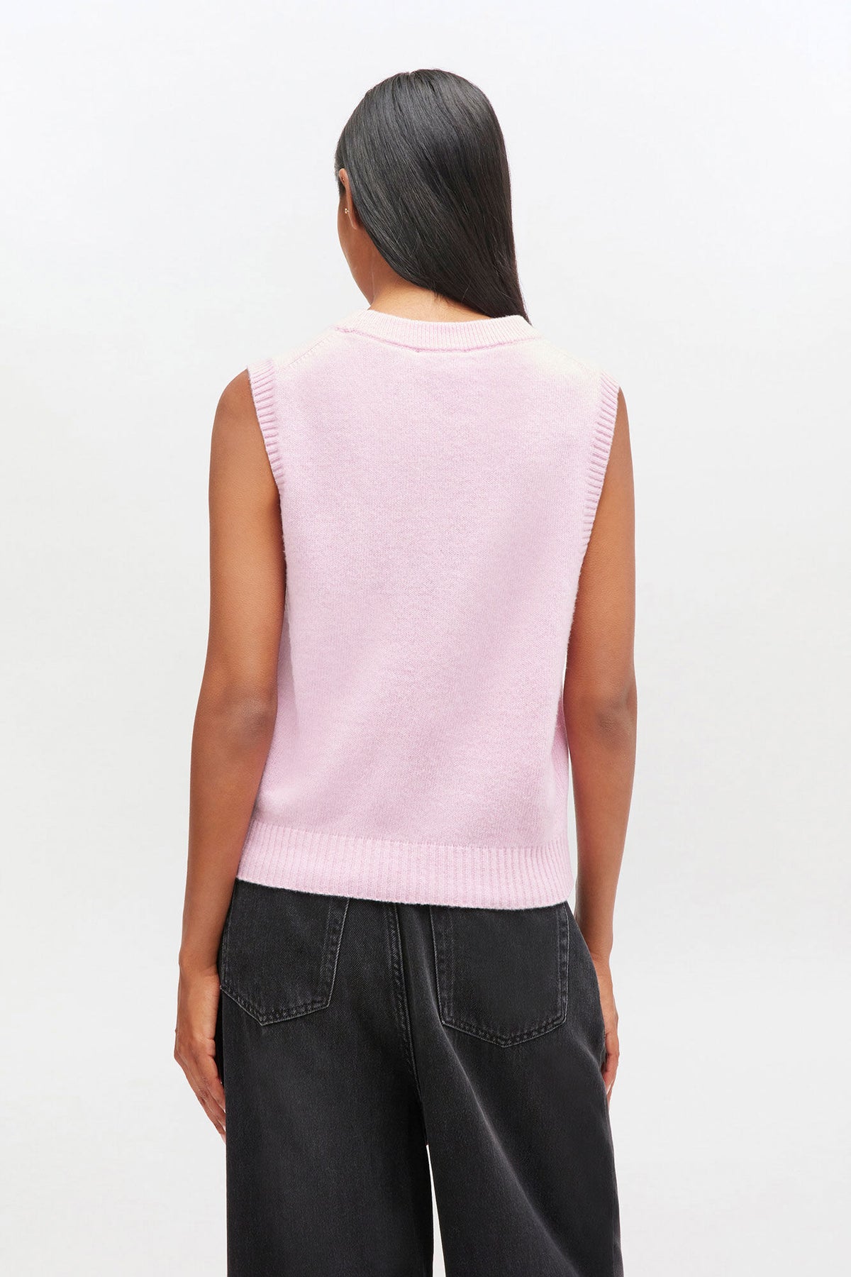 Ganni Graphic Wool Mix Pink Puppy Love Vest - Chalk Pink