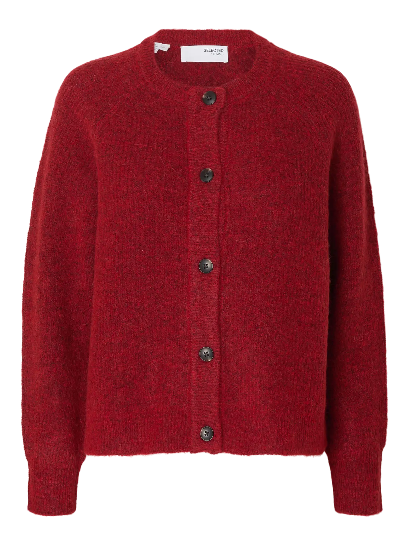 Lulu Ls stickad kort kofta - Equestrian Red Melange