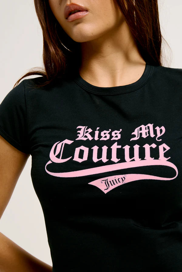 Kiss My Couture Capped Baby Sleeve T-shirt - Svart