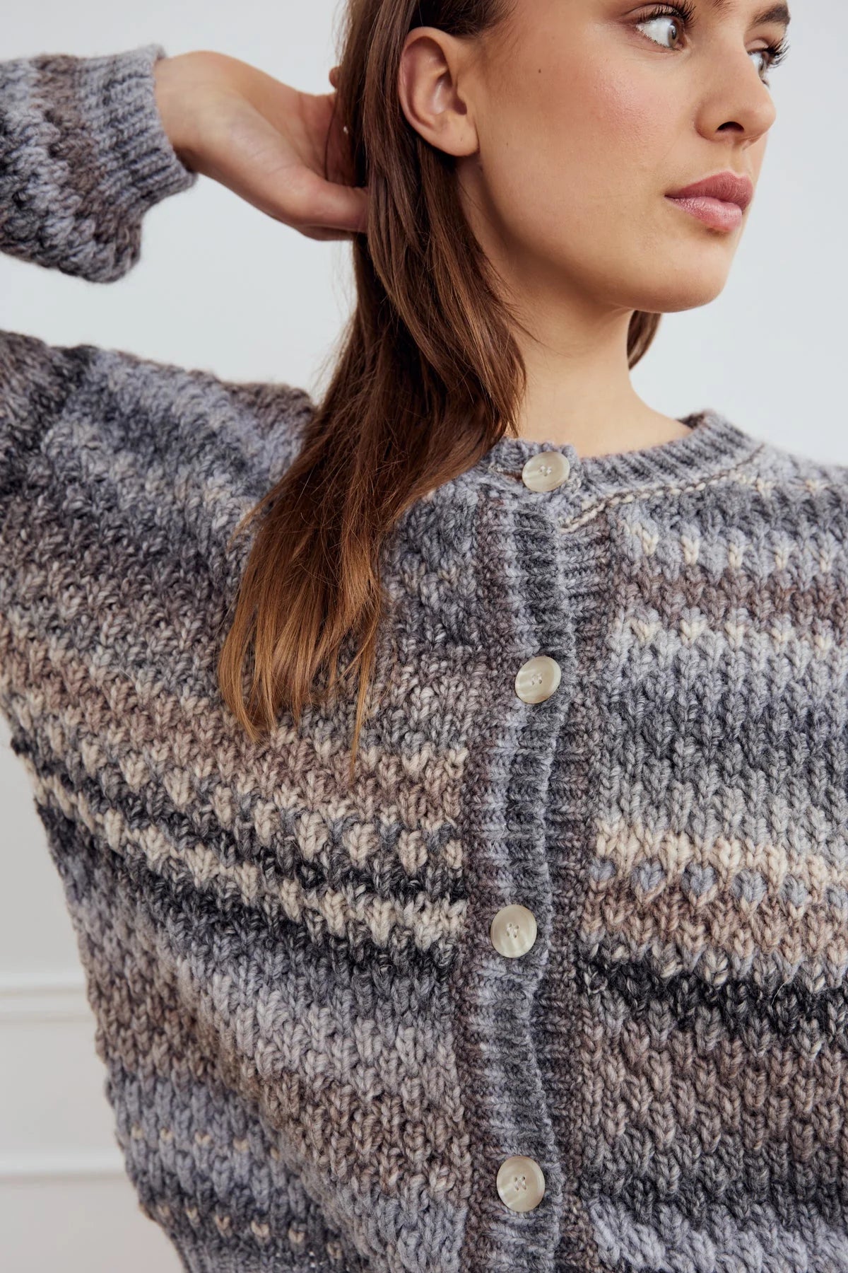 Kae Knit Cardigan - Light Grey Mix