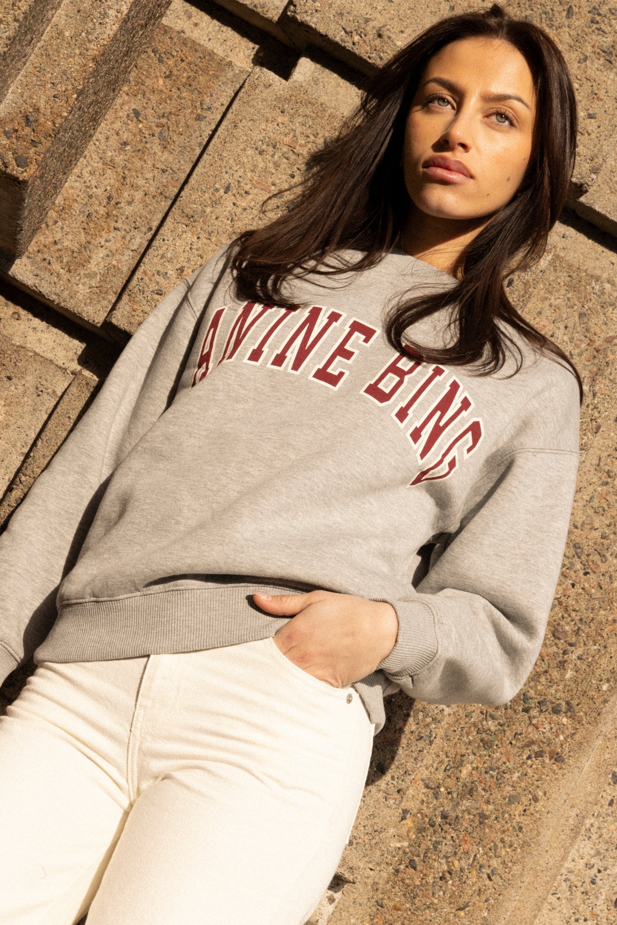 Anine Bing Spencer Sweatshirt - Medium Heather Grey
