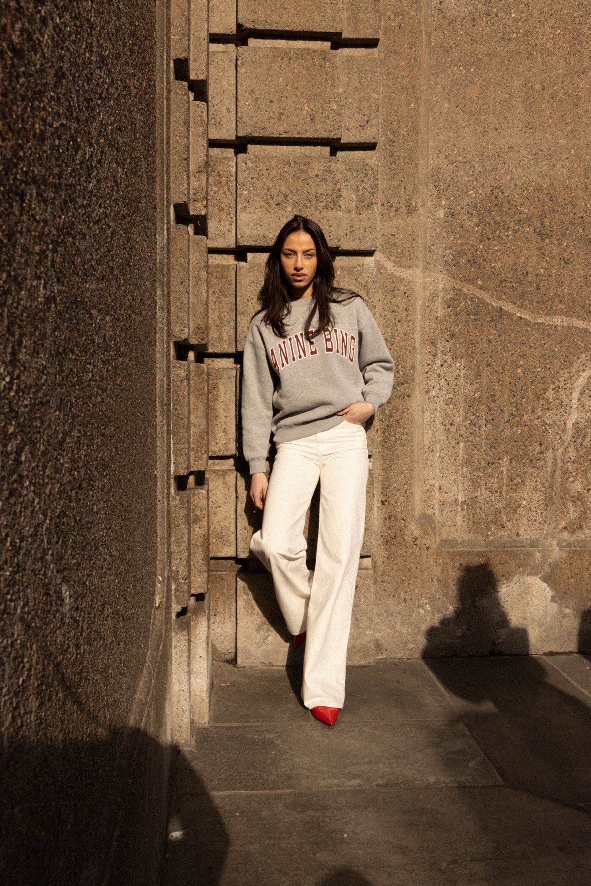 Anine Bing Spencer Sweatshirt - Medium Heather Grey