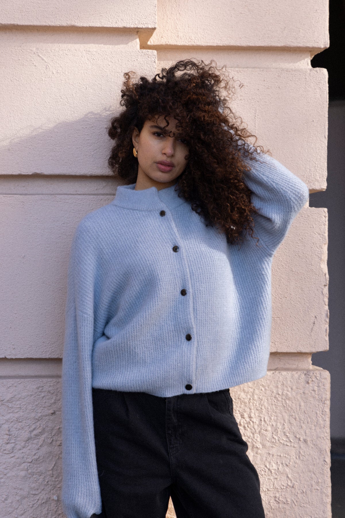 AlphaGZ Short Cardigan - Gråblå Melerad