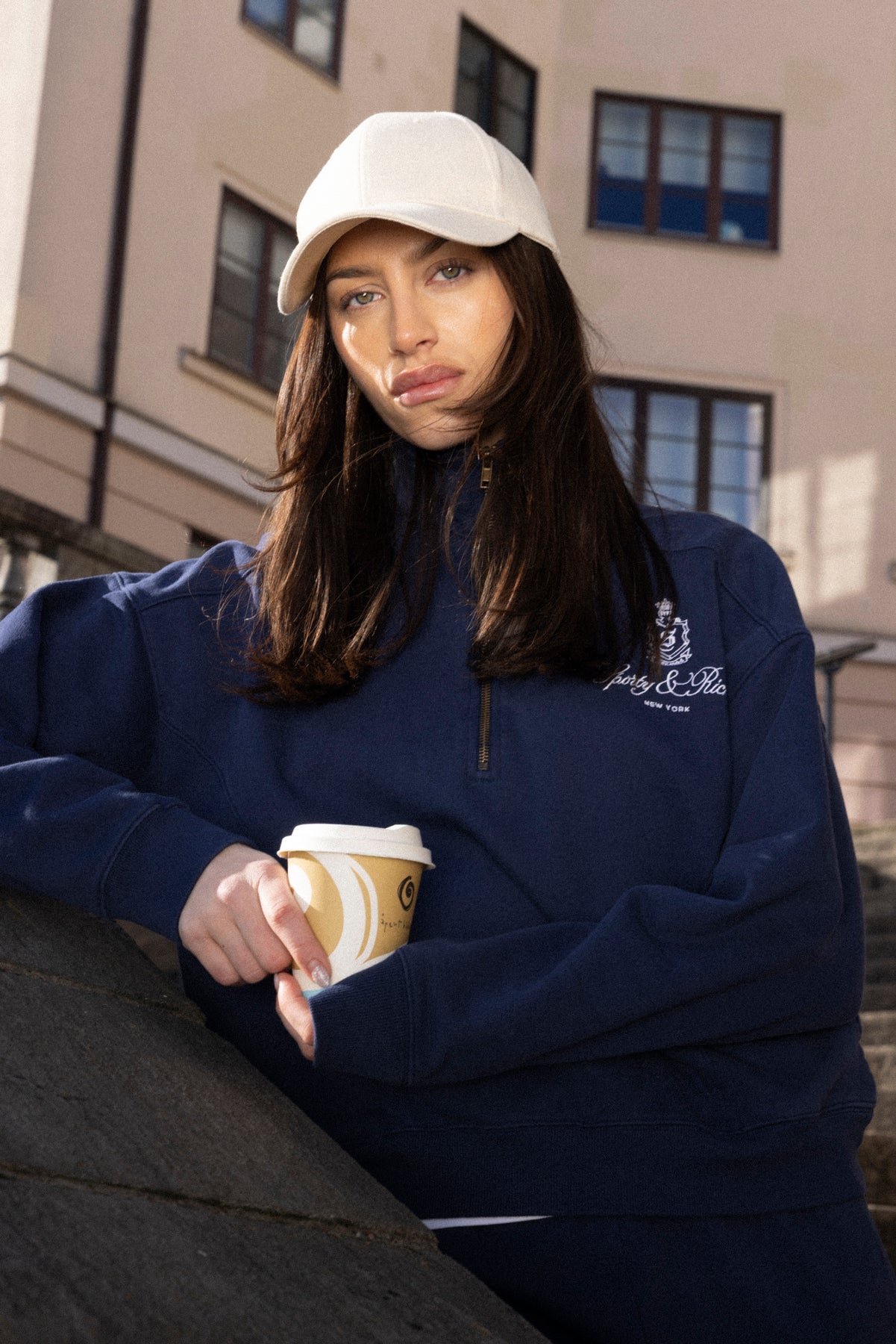 Vendome Embroidered Quarter Zip - Dark Navy