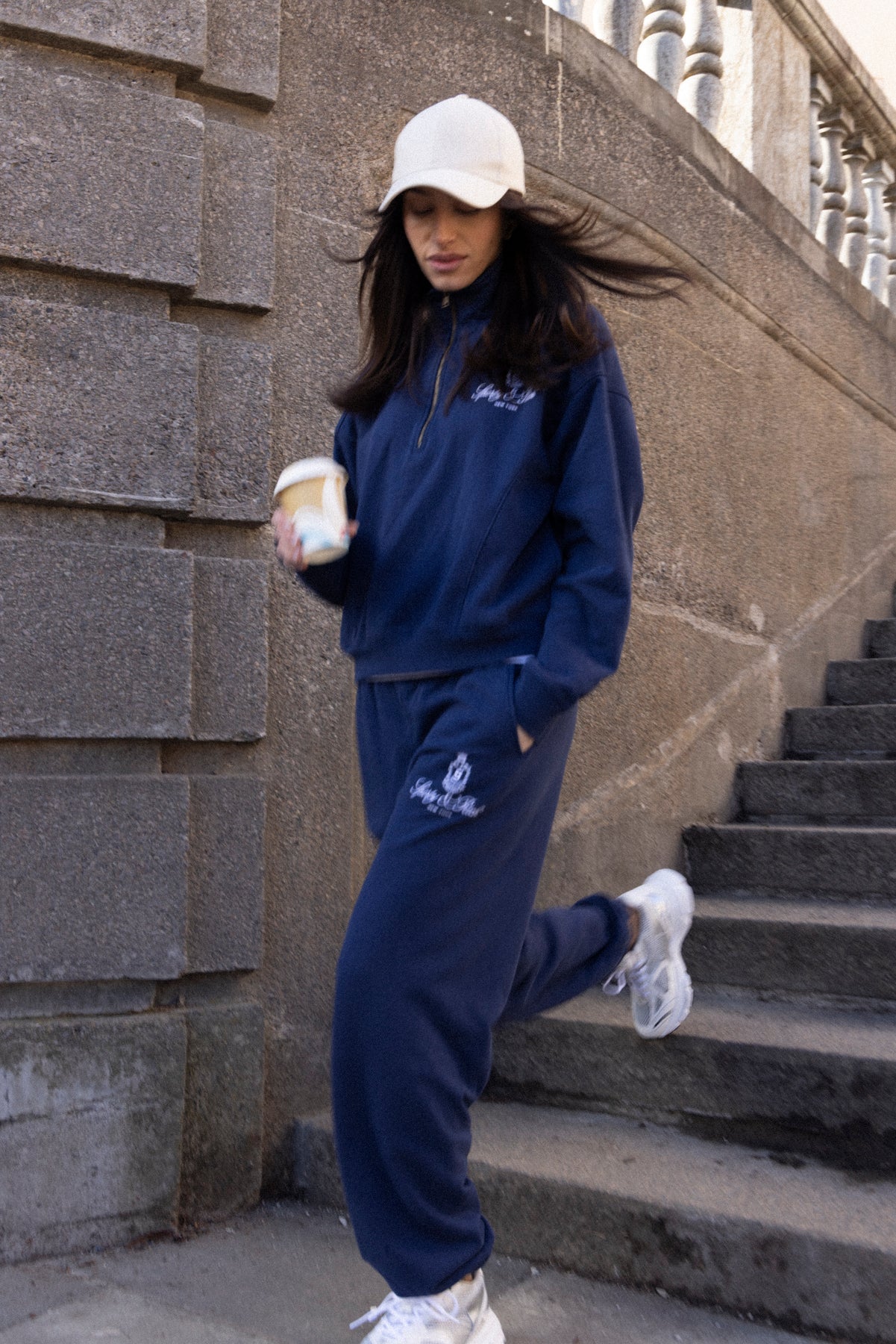 Vendome Embroidered Quarter Zip - Dark Navy