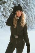 W Sheepskin Embroidered Mitten - Black