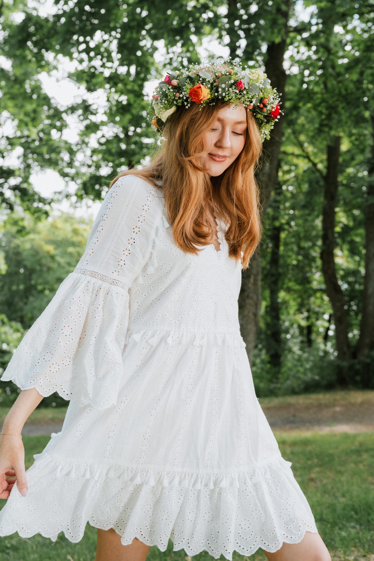 Khloe Tassel Mini Dress - White
