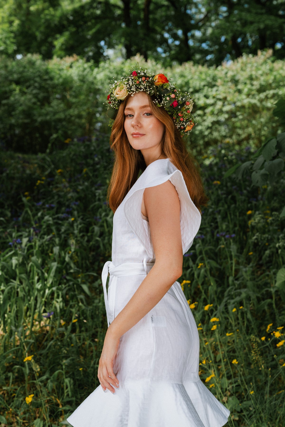 Fia Linen Dress - White