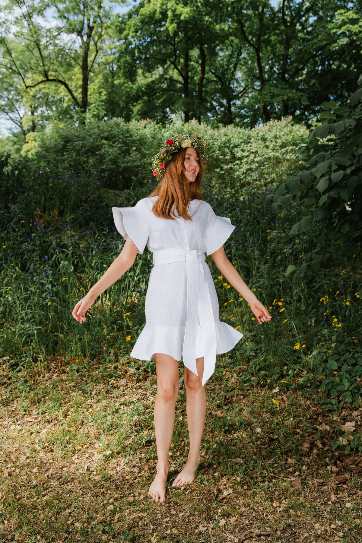 Fia Linen Dress - White