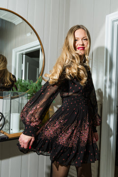 Georgette Mini Dress - Midnight Bouquet