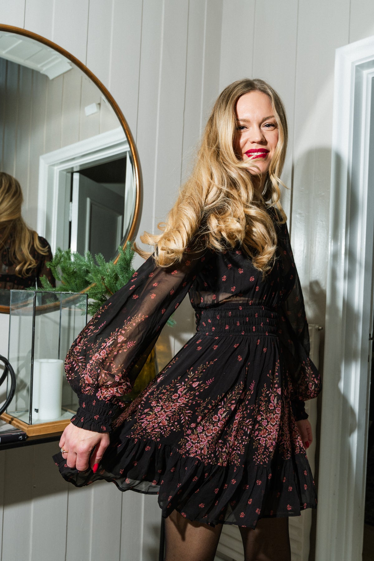 Georgette Mini Dress - Midnight Bouquet