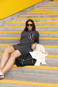 Beth Mini Dress Letterman - Washed Black