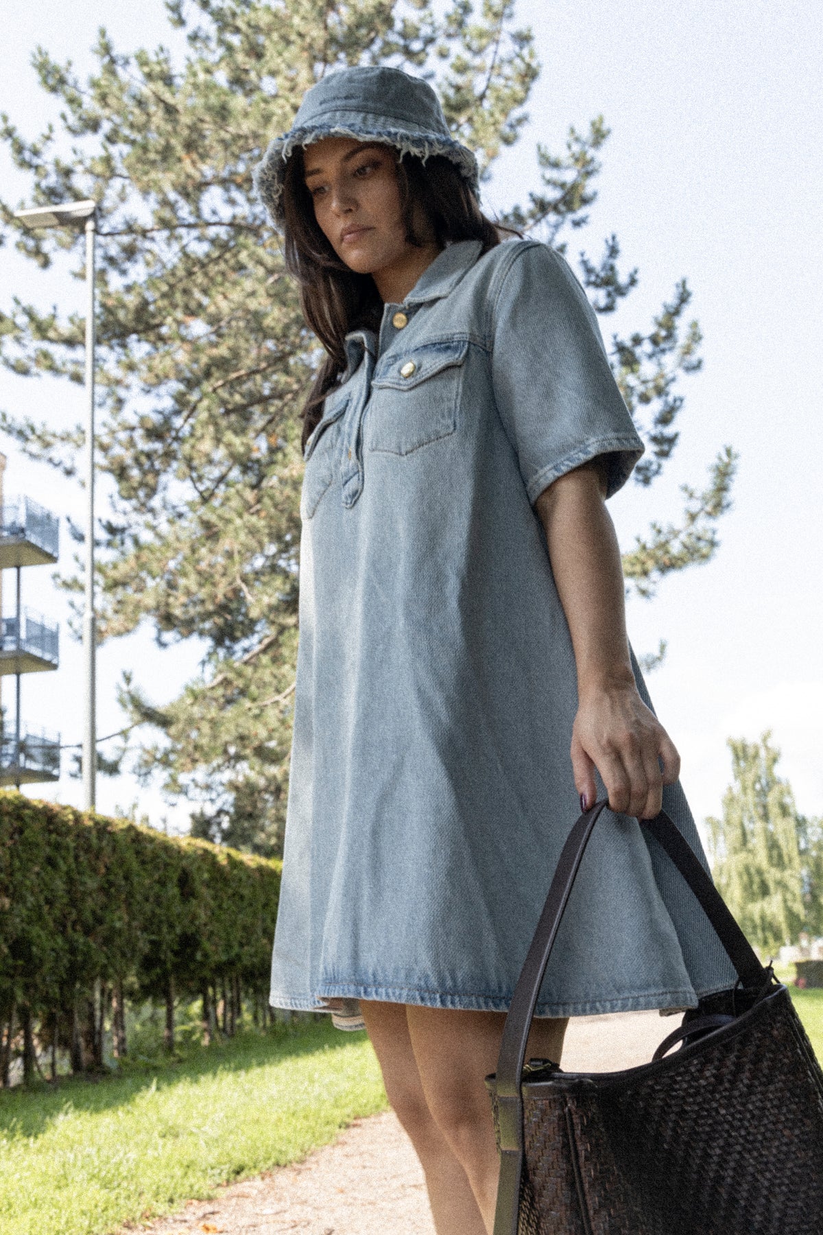 Heavy Denim Mini Dress - Tint Wash