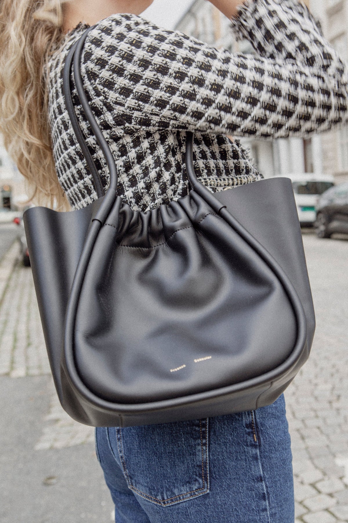 Large Ruched Tote - Black