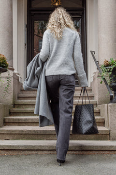 Sia Ras Ls Knit High Neck - Light Grey Melange