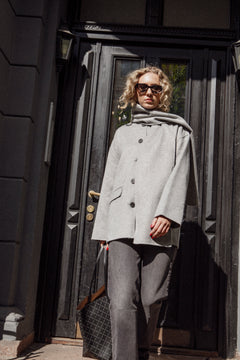 Pam Handmade Scarf Jacket - Light Grey Melange