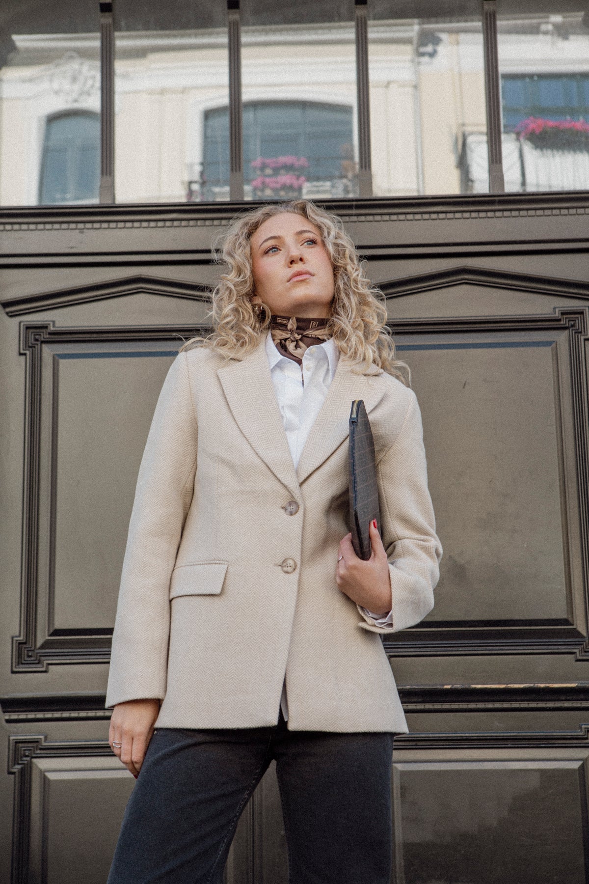 Brooklyn Blazer - Cream Herringbone