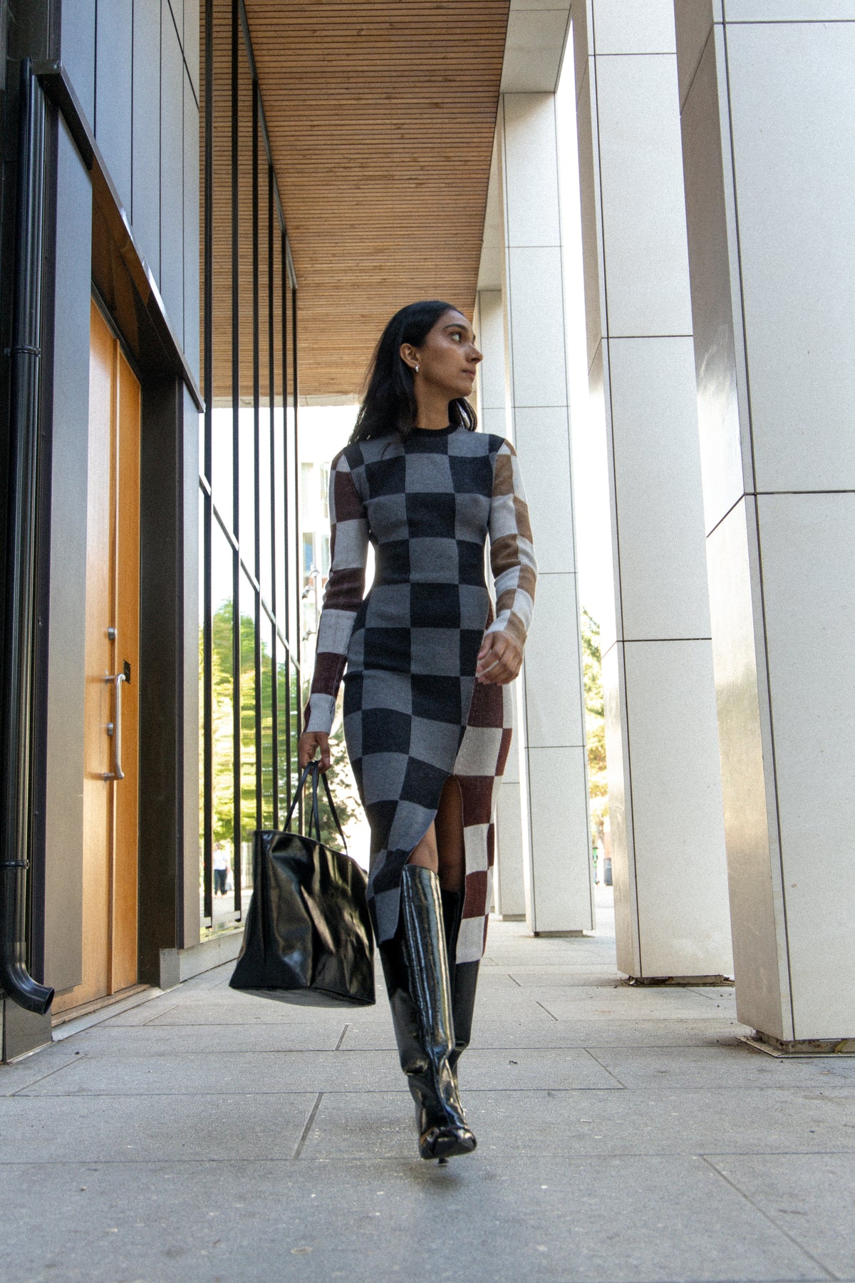 Midi Fitted Dress - Chocolate Combo