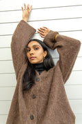 Fure Fluffy Cardigan - Dark Brown
