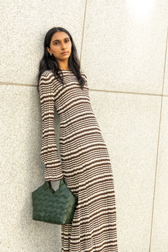 Rib Stripe Dress - Brown Mix