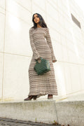 Rib Stripe Dress - Brown Mix