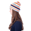 Knitting Beanie Merinowool - Orange/ Navy/ White