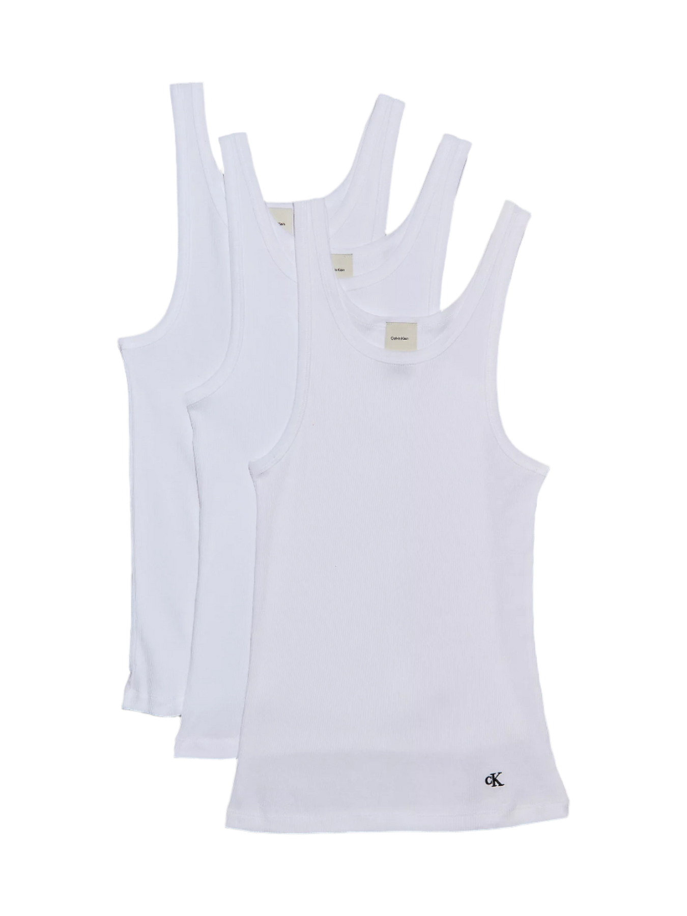 Scoop Neck Cotton Tank 3-pack - Vit