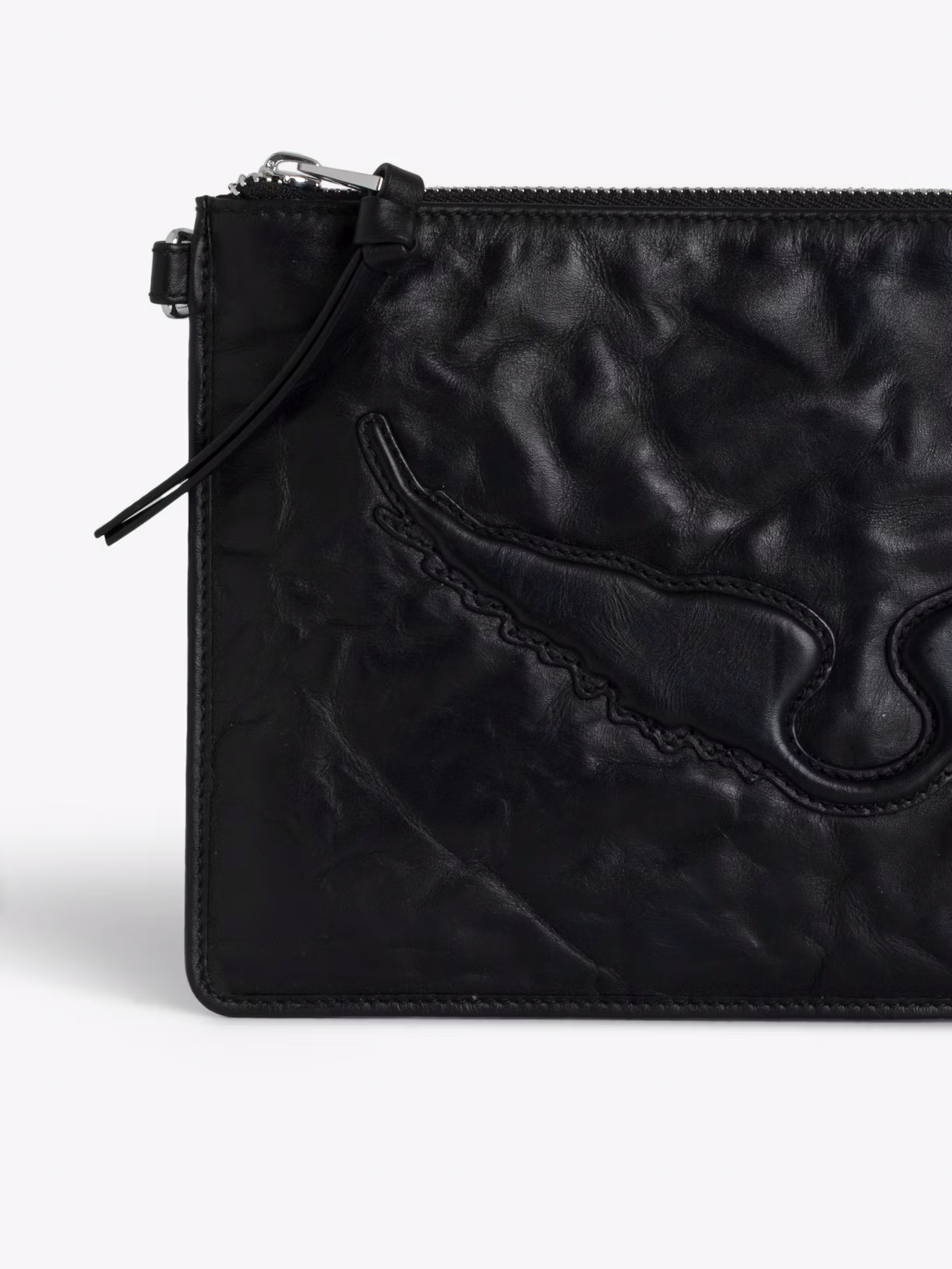 Angel Pouch Wings Cow Burnish - Svart