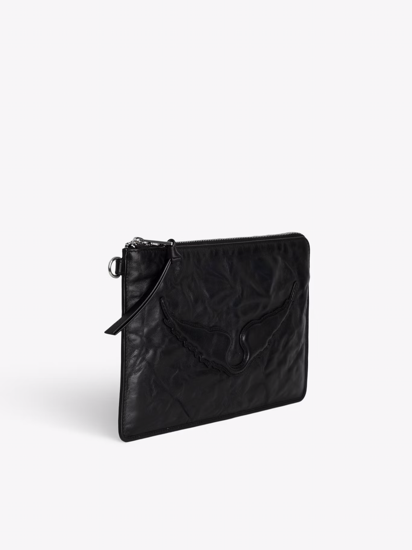 Angel Pouch Wings Cow Burnish - Svart