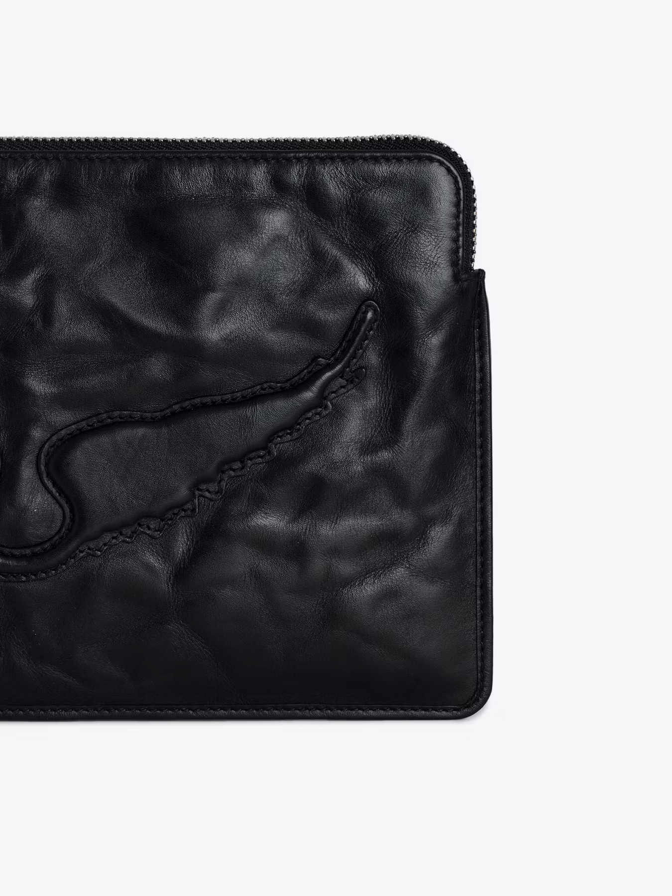 Angel Pouch Wings Cow Burnish - Svart