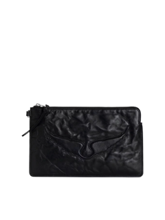 Angel Pouch Wings Cow Burnish - Noir