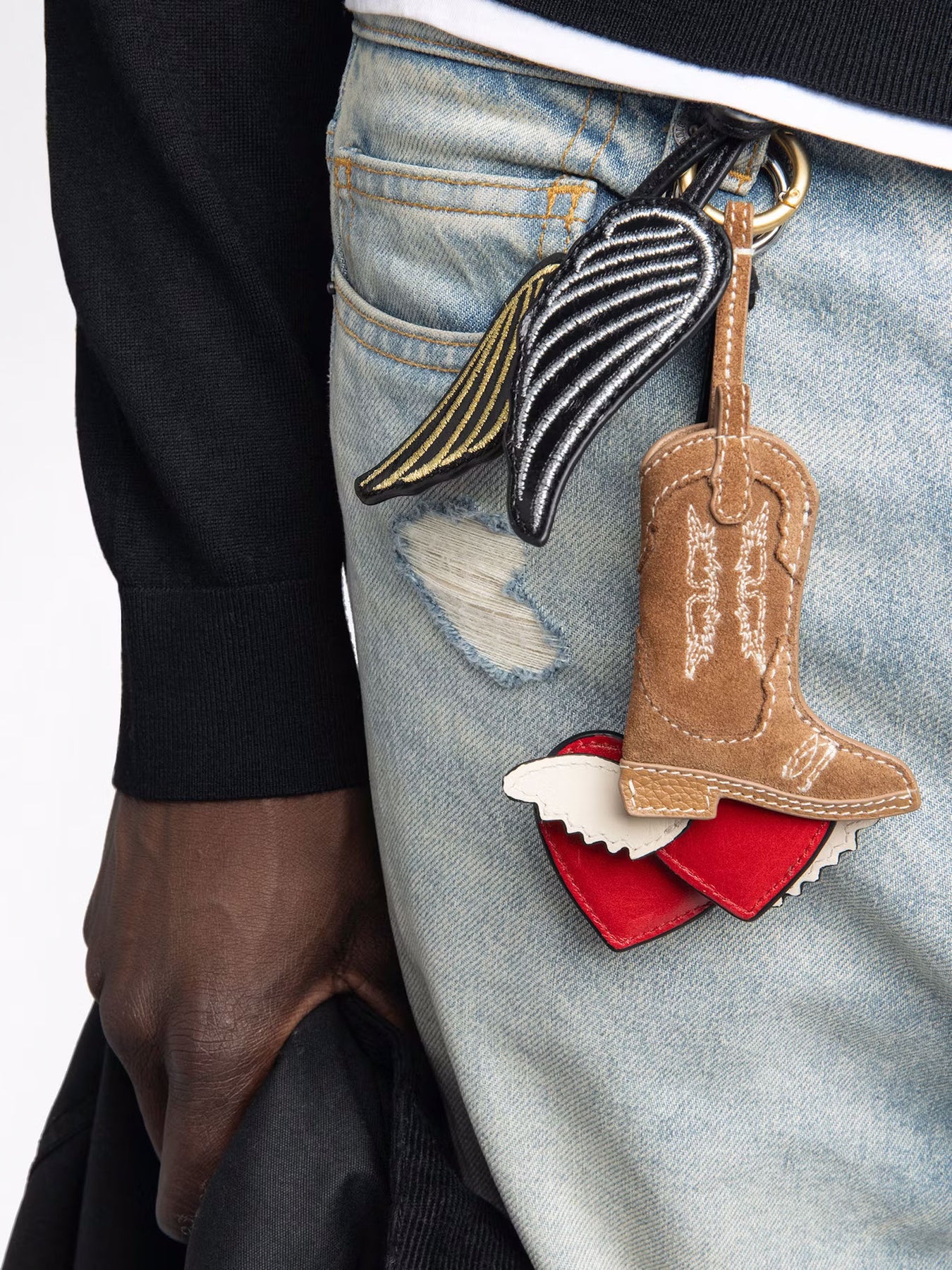 Rock Feather Keyring - Svart