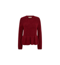 Thora O-Neck Frill Knit - Rhythmic Red