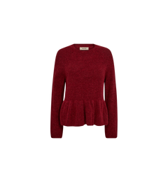 Thora O-Neck Frill Knit - Rhythmic Red