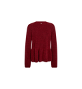 Thora O-Neck Frill Knit - Rhythmic Red