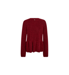 Thora O-Neck Frill Knit - Rhythmic Red