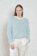 Lane Brioche Tröja - Ecru/Lt Blue