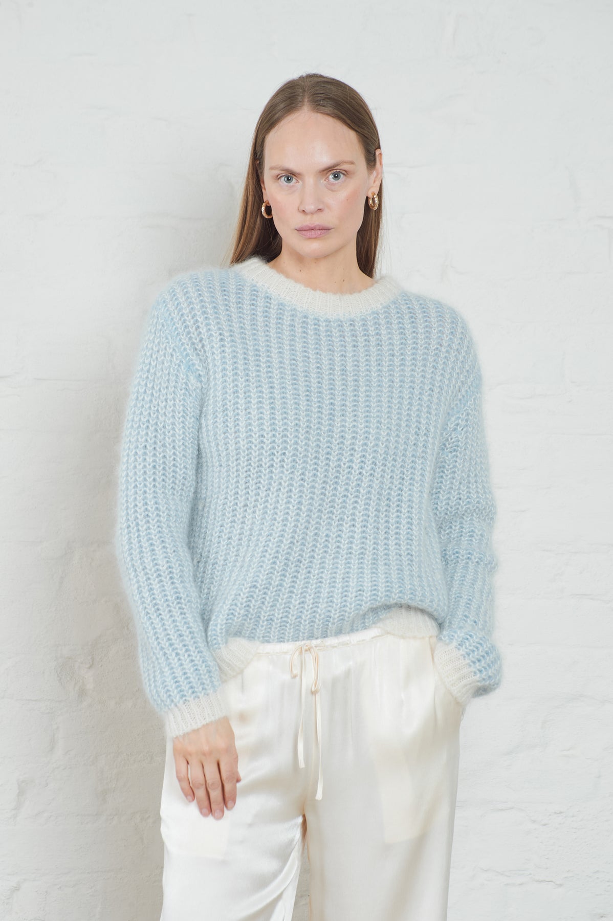 Lane Brioche Tröja - Ecru/Lt Blue