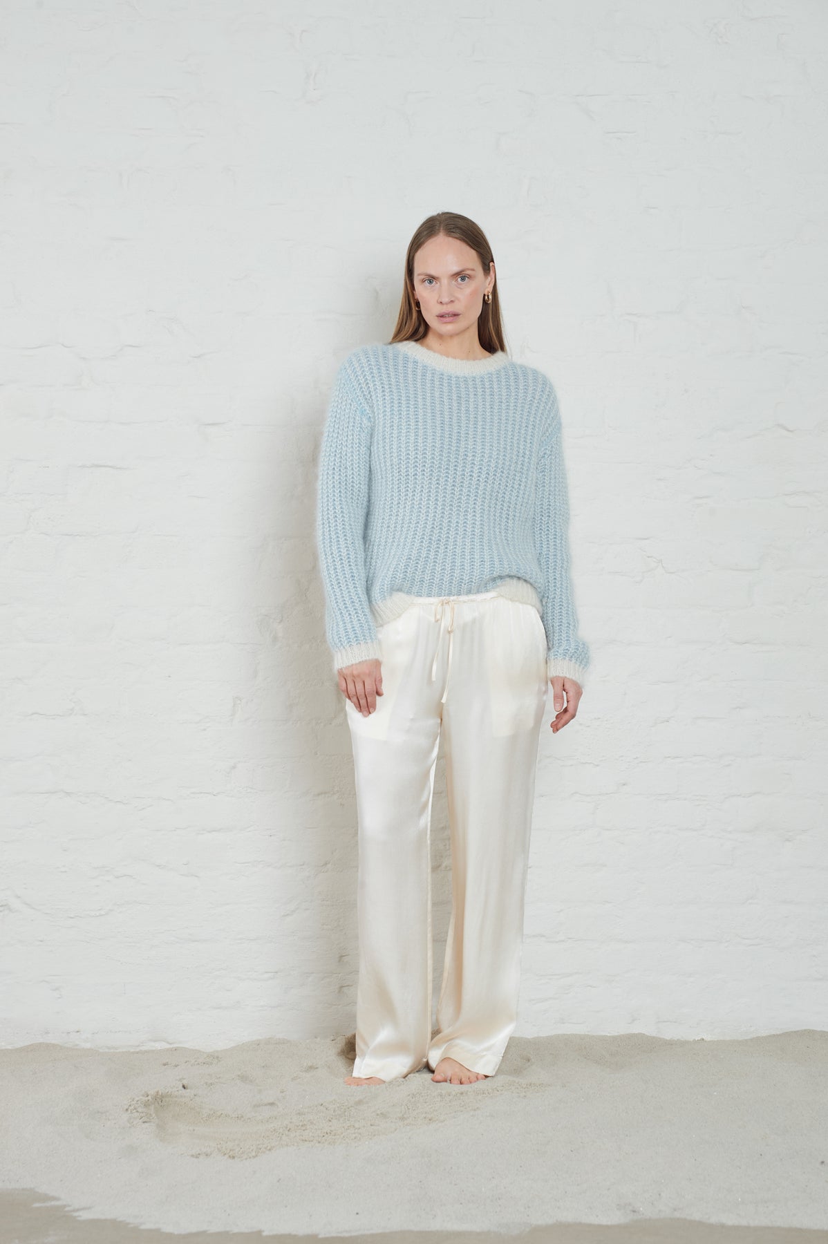 Lane Brioche Tröja - Ecru/Lt Blue