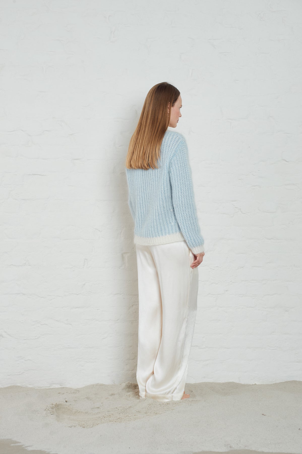 Lane Brioche Tröja - Ecru/Lt Blue